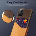 For Xiaomi Redmi Note 12S 4G Card Holder Phone Case Cloth Texture Leather Coated PC Cover