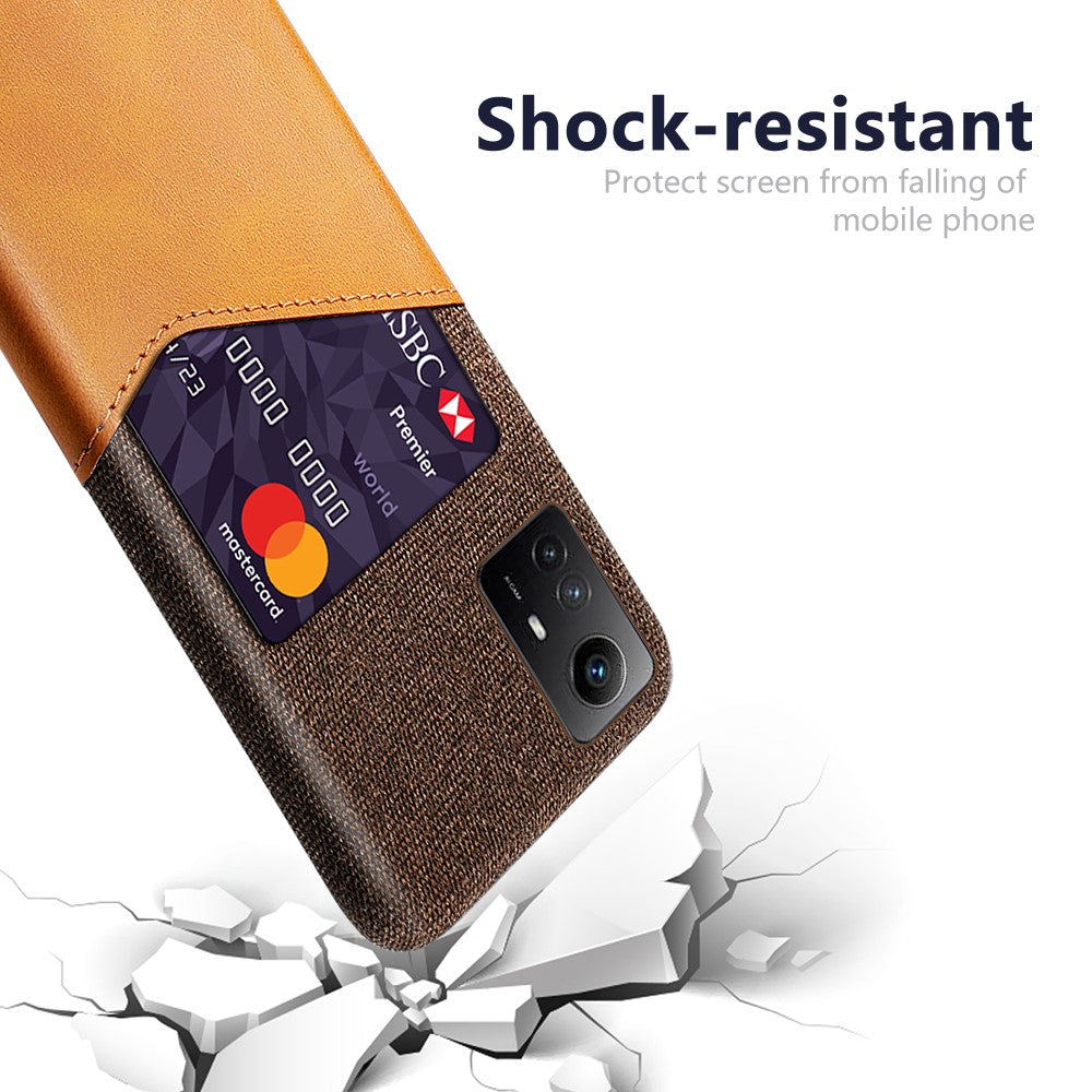 For Xiaomi Redmi Note 12S 4G Card Holder Phone Case Cloth Texture Leather Coated PC Cover