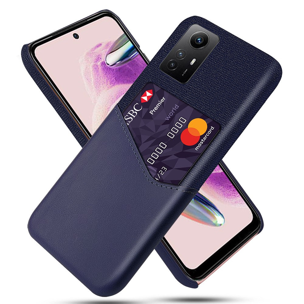 Xiaomi Redmi Note 12S 4G Korthållare mobilskal Tygstruktur Läderbelagt PC-skydd