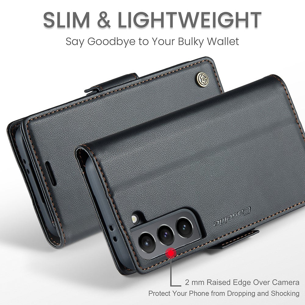 For Samsung Galaxy S21+ 5G Leather Case CASEME 023 RFID Blocking 3 Card Slot Mobile Cover