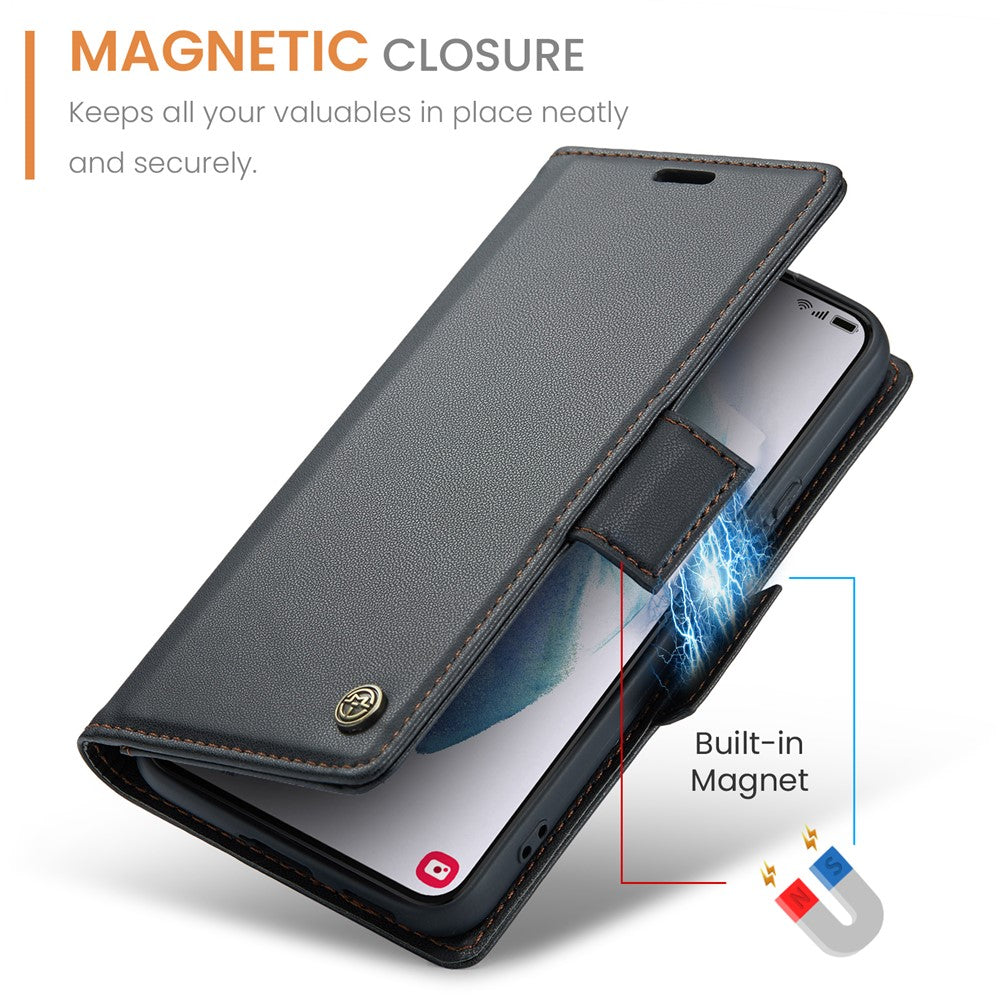 For Samsung Galaxy S21+ 5G Leather Case CASEME 023 RFID Blocking 3 Card Slot Mobile Cover