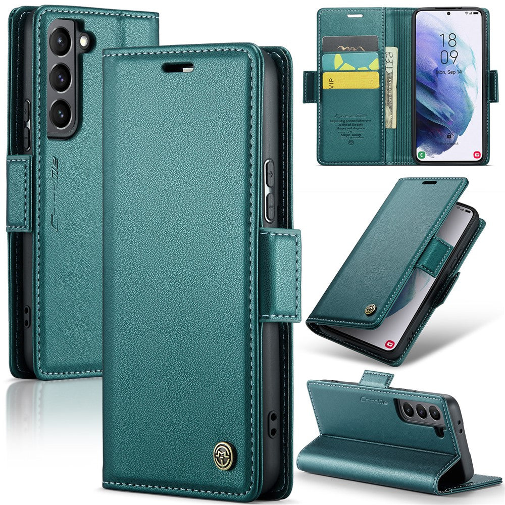 For Samsung Galaxy S21+ 5G Leather Case CASEME 023 RFID Blocking 3 Card Slot Mobile Cover