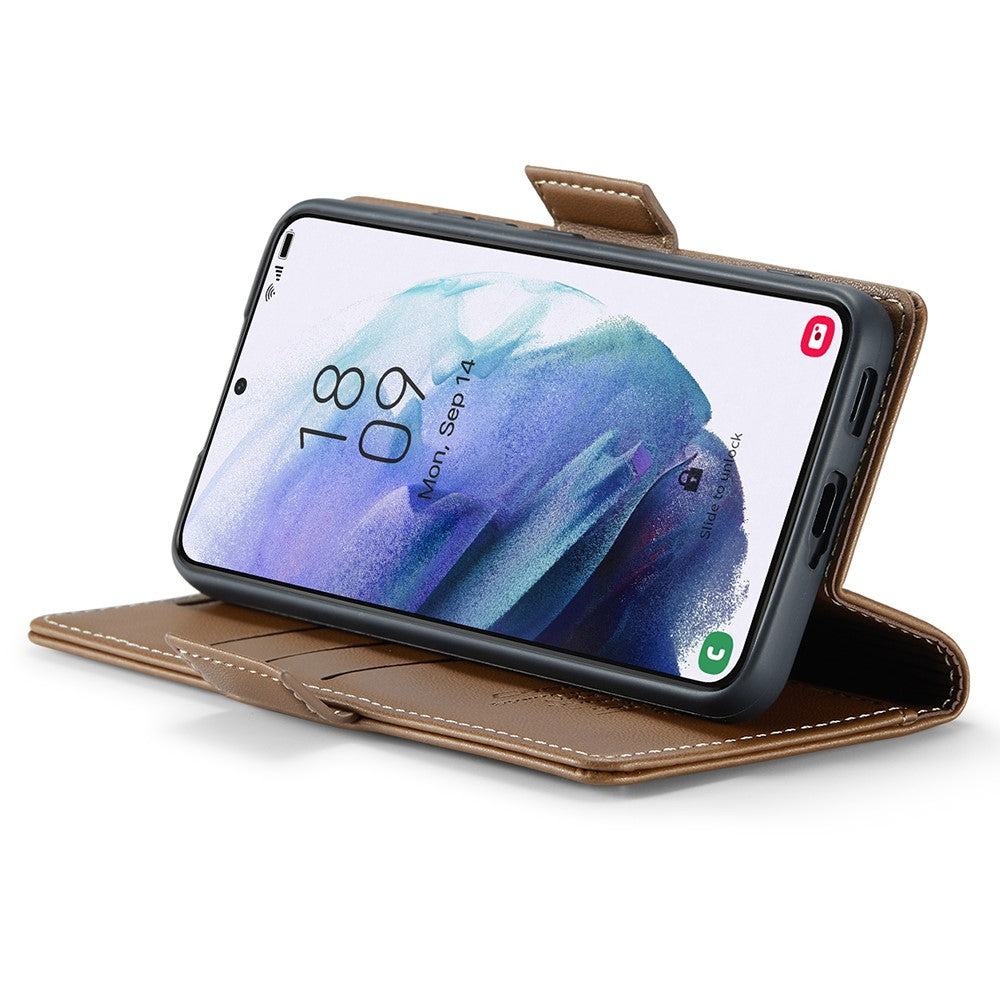 For Samsung Galaxy S21 5G / S21 4G Leather Case CASEME 023 RFID Blocking 3 Card Slot Mobile Cover