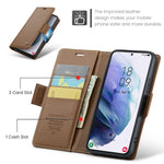 For Samsung Galaxy S21 5G / S21 4G Leather Case CASEME 023 RFID Blocking 3 Card Slot Mobile Cover