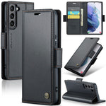 For Samsung Galaxy S21 5G / S21 4G Leather Case CASEME 023 RFID Blocking 3 Card Slot Mobile Cover