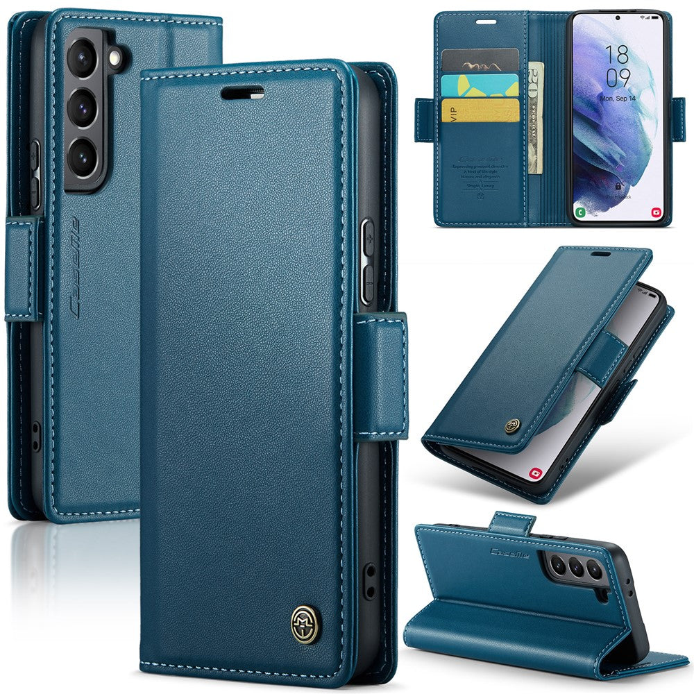 For Samsung Galaxy S21 5G / S21 4G Leather Case CASEME 023 RFID Blocking 3 Card Slot Mobile Cover