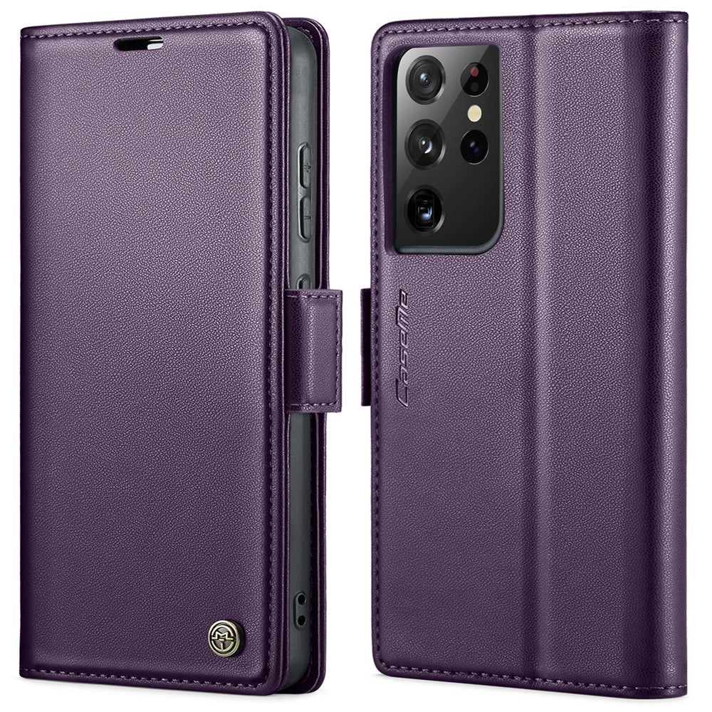Til Samsung Galaxy S21 Ultra 5G lædercover CASEME 023 RFID-blokerende mobilcover med 3 kortlommer