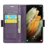 Til Samsung Galaxy S21 Ultra 5G lædercover CASEME 023 RFID-blokerende mobilcover med 3 kortlommer