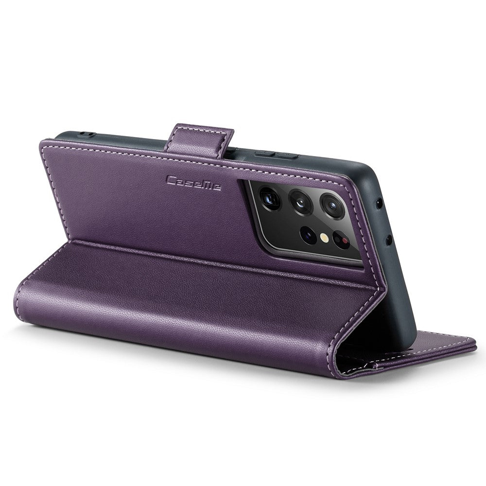 Til Samsung Galaxy S21 Ultra 5G lædercover CASEME 023 RFID-blokerende mobilcover med 3 kortlommer