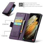 Til Samsung Galaxy S21 Ultra 5G lædercover CASEME 023 RFID-blokerende mobilcover med 3 kortlommer
