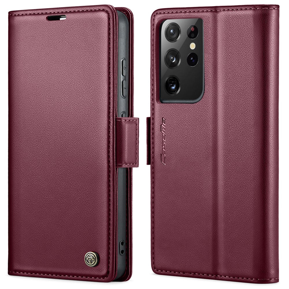 Til Samsung Galaxy S21 Ultra 5G lædercover CASEME 023 RFID-blokerende mobilcover med 3 kortlommer