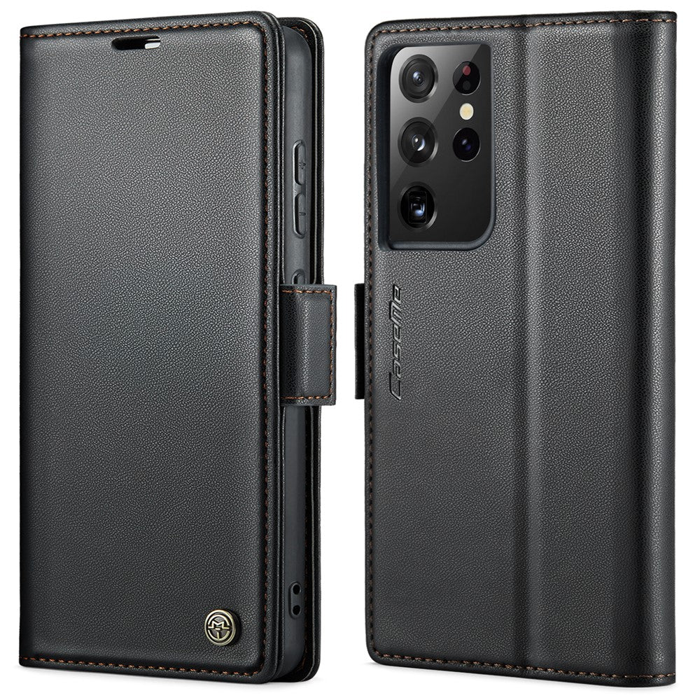 Til Samsung Galaxy S21 Ultra 5G lædercover CASEME 023 RFID-blokerende mobilcover med 3 kortlommer