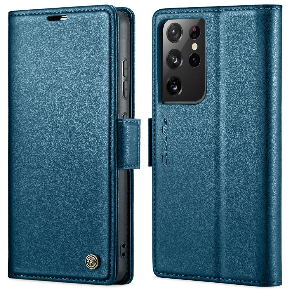 Til Samsung Galaxy S21 Ultra 5G lædercover CASEME 023 RFID-blokerende mobilcover med 3 kortlommer