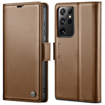 Til Samsung Galaxy S21 Ultra 5G lædercover CASEME 023 RFID-blokerende mobilcover med 3 kortlommer