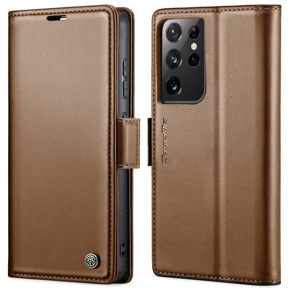 Til Samsung Galaxy S21 Ultra 5G lædercover CASEME 023 RFID-blokerende mobilcover med 3 kortlommer