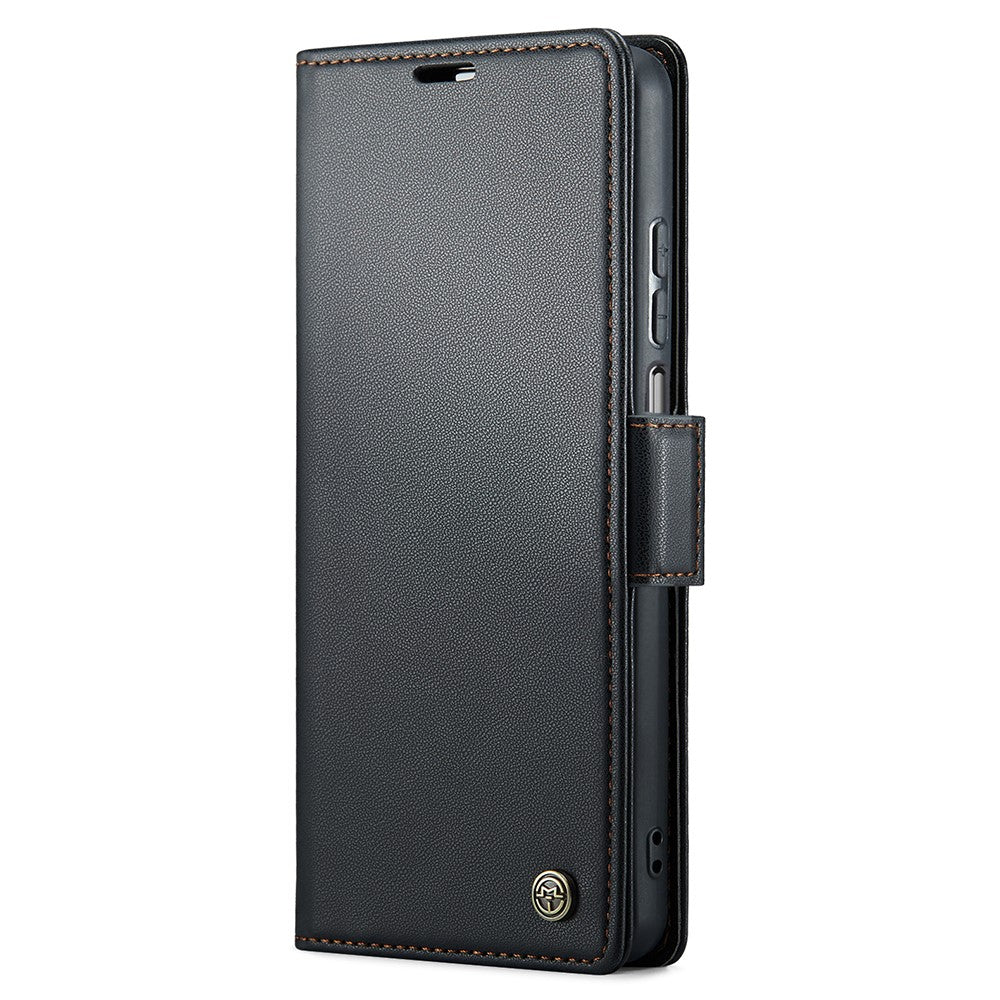 Läderfodral för Samsung Galaxy A12 CASEME 023 RFID-blockerande mobilskal med 3 kortplatser