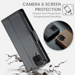 Läderfodral för Samsung Galaxy A12 CASEME 023 RFID-blockerande mobilskal med 3 kortplatser