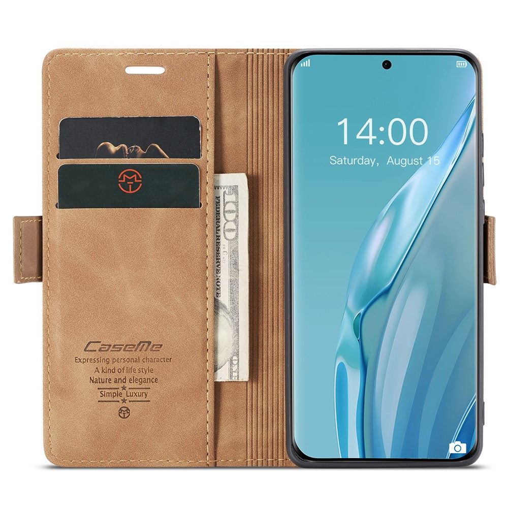 CASEME 013-serien för Huawei P60 Art PU-läderfodral med stativ och stötsäkert mobilfodral