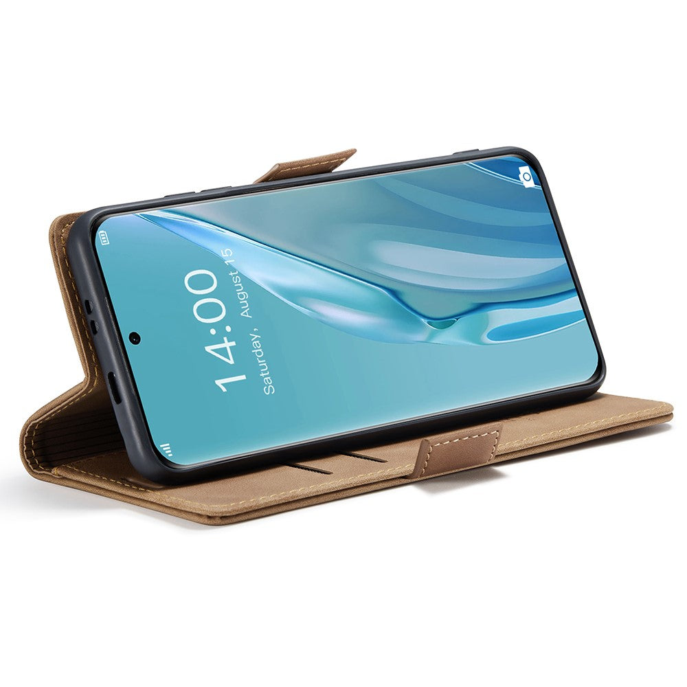 CASEME 013-serien för Huawei P60 Art PU-läderfodral med stativ och stötsäkert mobilfodral