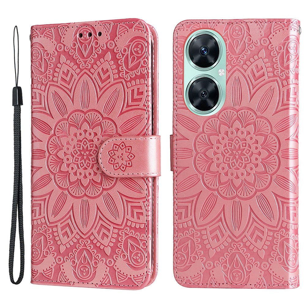 For Huawei nova 11i / Maimang 20 / Enjoy 60 Pro Sunflower Imprinted Stand PU Leather Cover Wallet Case