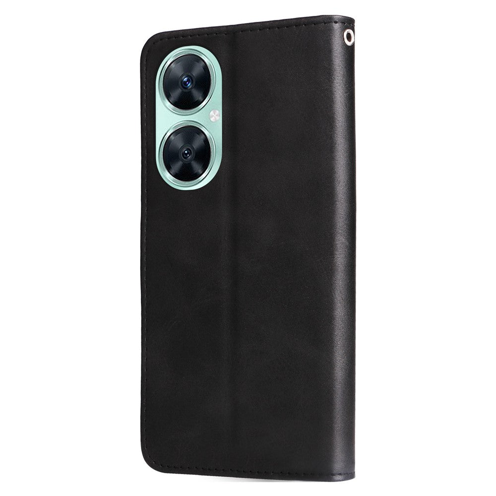 For Huawei nova 11i / Enjoy 60 Pro / Maimang 20 Calf Texture Leather Phone Case Zipper Pocket Wallet Flip Cover with Stand