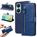 For Huawei nova 11i / Enjoy 60 Pro / Maimang 20 Calf Texture Leather Phone Case Zipper Pocket Wallet Flip Cover with Stand