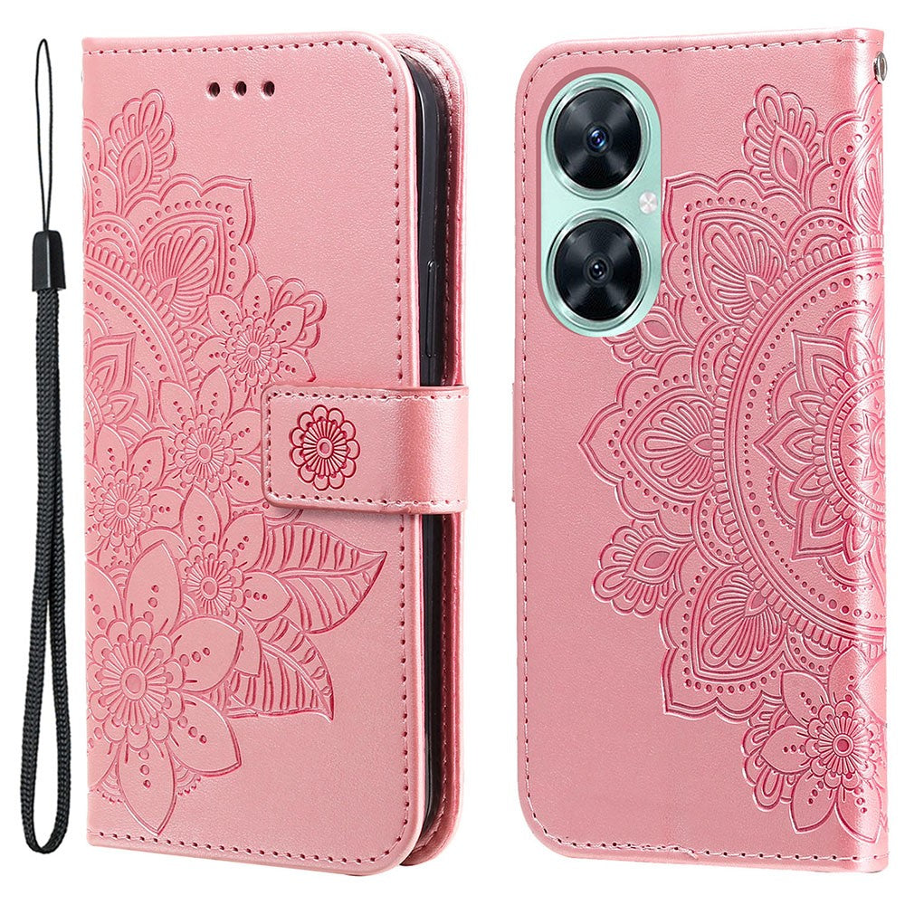 Huawei Nova 11i / Maimang 20 / Enjoy 60 Pro skal blommönster PU-läder plånboksfodral med stativ
