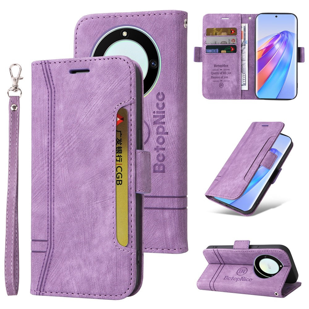 BETOPNICE 001 For Honor X9a 5G / X40 5G / Magic5 Lite 5G Shockproof Case Stitching Imprinted PU Leather Wallet Phone Cover