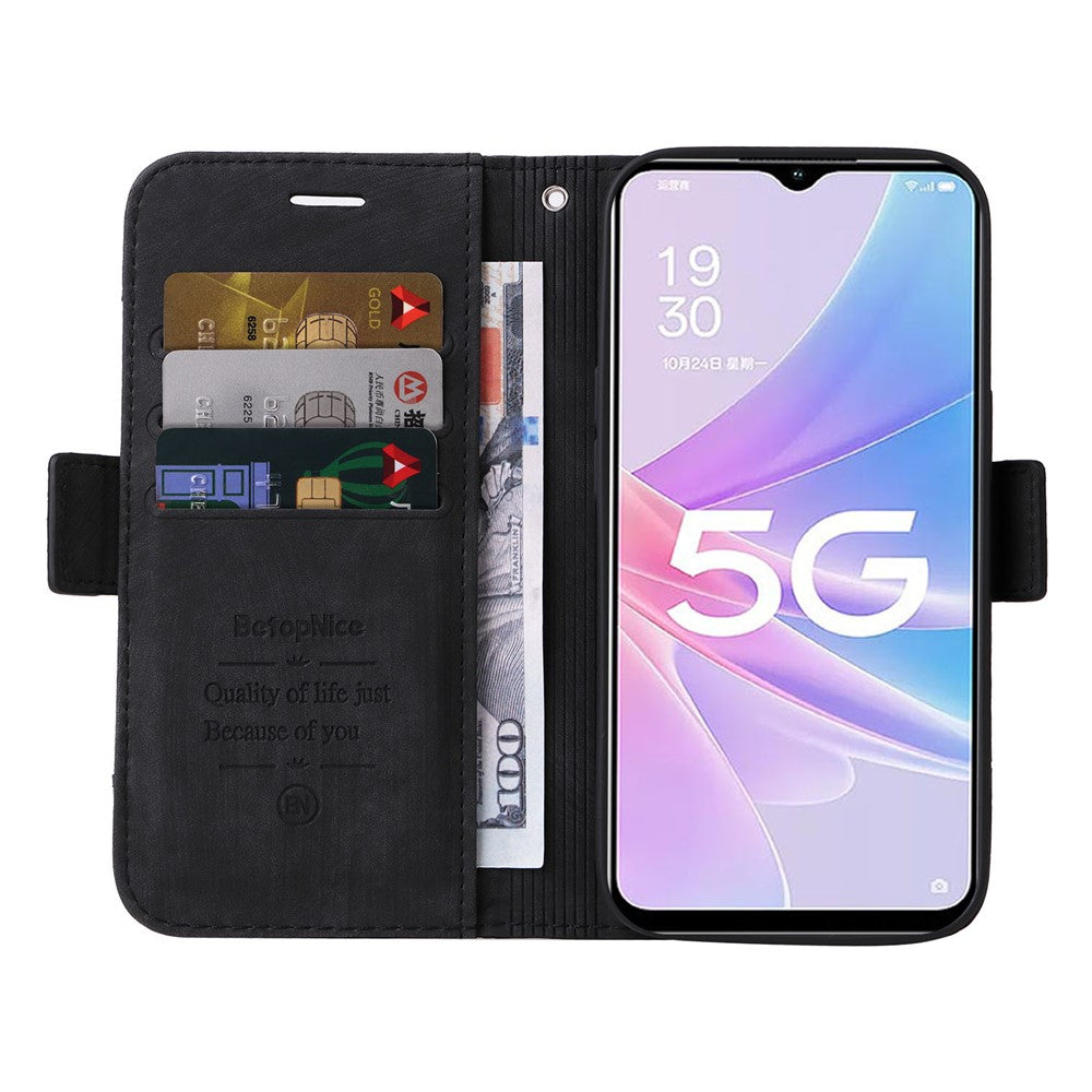 BETOPNICE 001 For Oppo A58 5G / A78 5G PU Leather Flip Cover Stitching Imprinted Wallet Phone Case