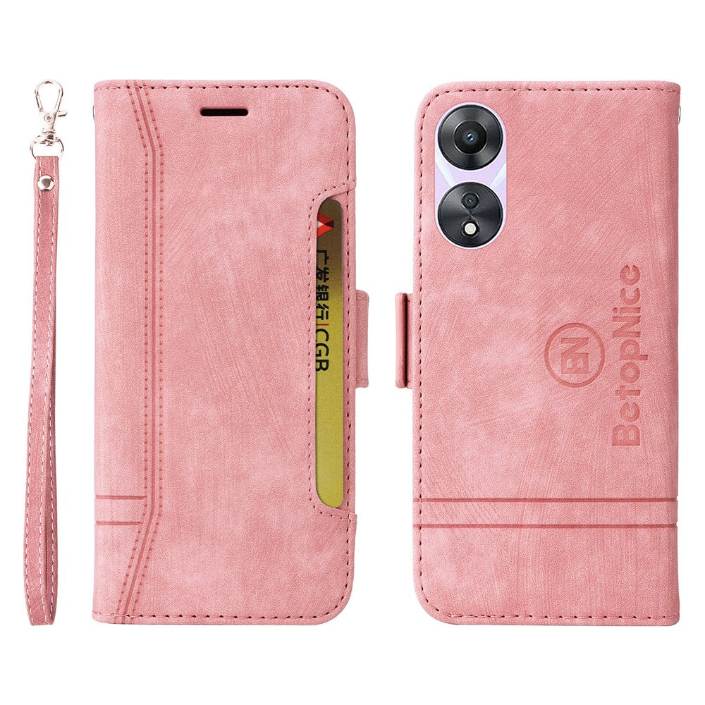 BETOPNICE 001 For Oppo A58 5G / A78 5G PU Leather Flip Cover Stitching Imprinted Wallet Phone Case