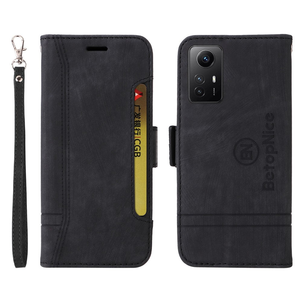 BETOPNICE 001 For Xiaomi Redmi Note 12S 4G Wallet Phone Cover Stitching Imprinted Anti-Drop  PU Leather Case