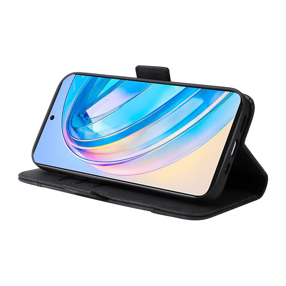 BETOPNICE 001 For Honor X8a 4G Imprinted Line Anti-drop Phone Case PU Leather Wallet Stand Cover