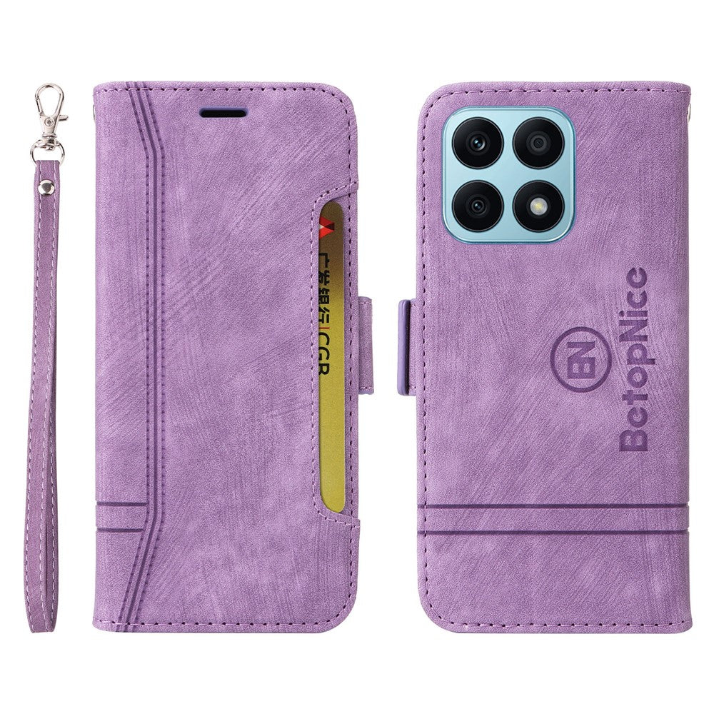 BETOPNICE 001 For Honor X8a 4G Imprinted Line Anti-drop Phone Case PU Leather Wallet Stand Cover