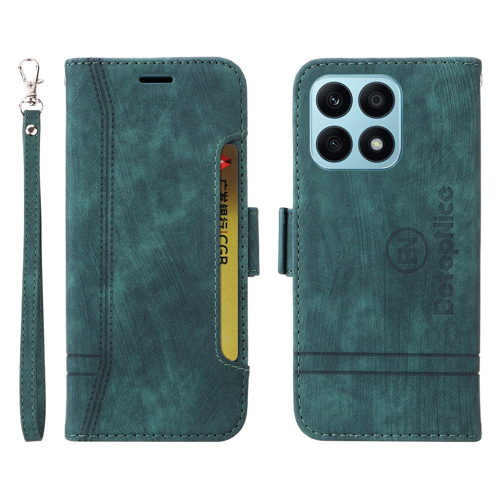 BETOPNICE 001 For Honor X8a 4G Imprinted Line Anti-drop Phone Case PU Leather Wallet Stand Cover