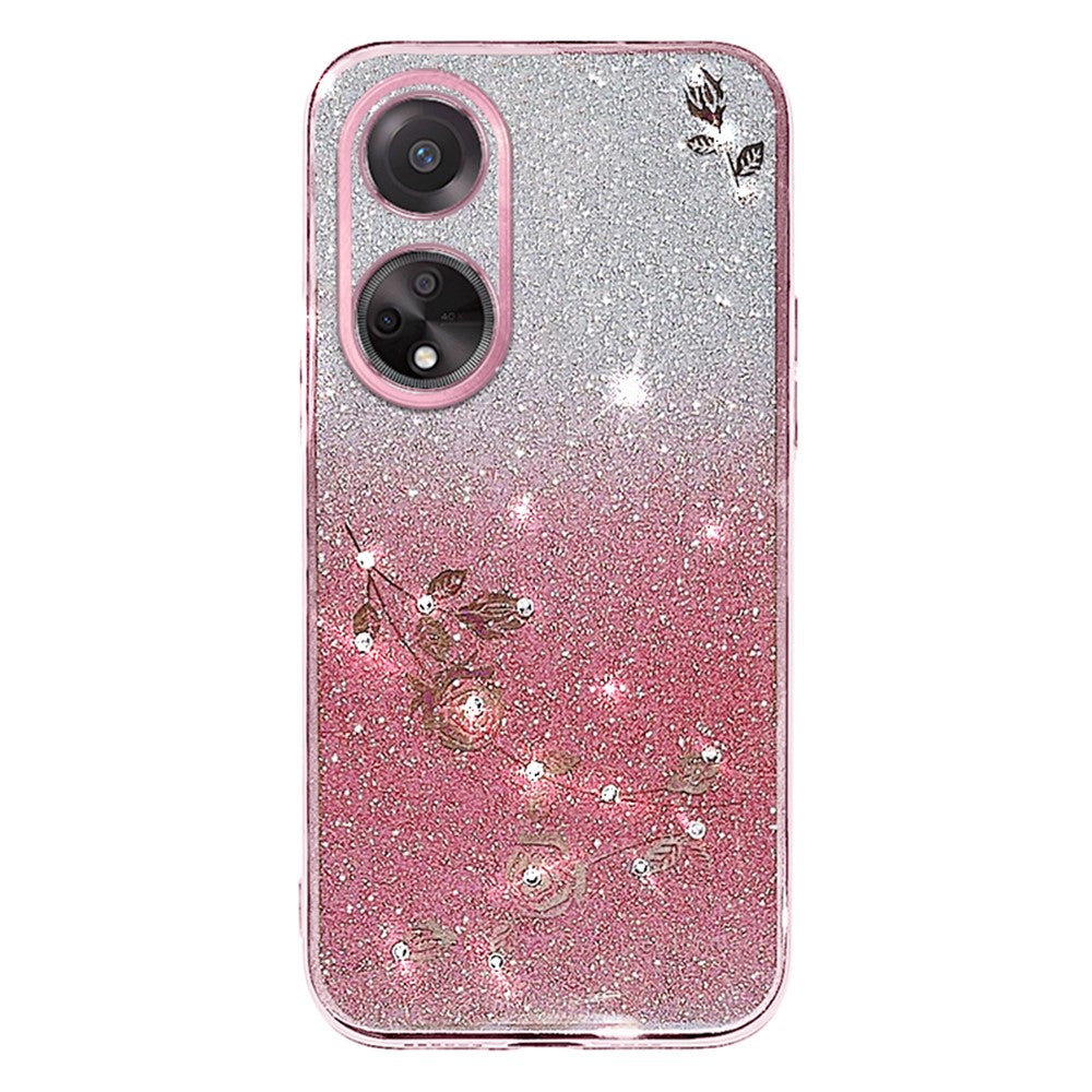 KADEM For Oppo A98 5G Phone Case Glitter Rhinestone Gradient TPU Cover with Carrying Strap