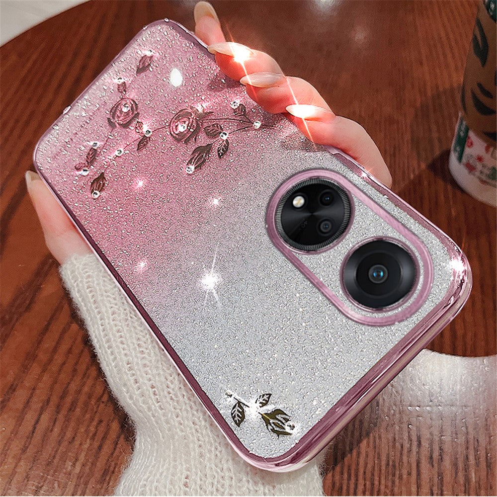 KADEM For Oppo A98 5G Phone Case Glitter Rhinestone Gradient TPU Cover with Carrying Strap