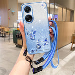KADEM For Oppo A98 5G Phone Case Glitter Rhinestone Gradient TPU Cover with Carrying Strap