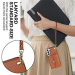 For Samsung Galaxy S22+ 5G Kickstand Cell Phone Case Card Slots PU Leather+TPU Shell Cover with Short+Long Straps