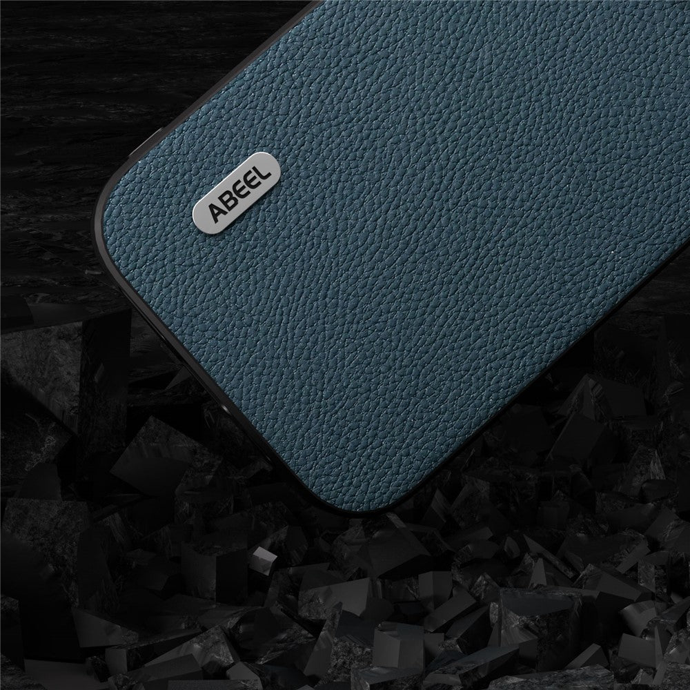 ABEEL För iPhone 15 Pro Max Litchi Texture Slim Skal Kohud Läder+PC+TPU mobilskal