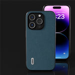 ABEEL För iPhone 15 Pro Max Litchi Texture Slim Skal Kohud Läder+PC+TPU mobilskal