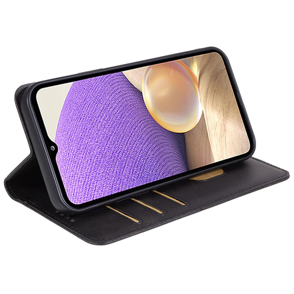For Samsung Galaxy A24 4G (162.1 x 77.6 x 8.3mm) PU Leather Wallet Stand Case Calf Texture Anti-fall Phone Cover