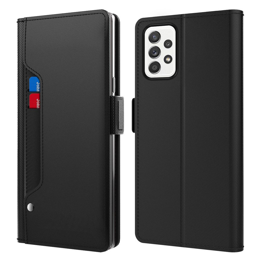 Til Samsung Galaxy A33 5G Stand-etui Spejldesign PU-læder + TPU-kortholder Mobiltelefoncover