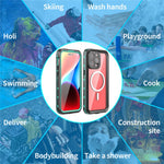 SHELLBOX Dot+ Series Magnetic Case for iPhone 15 Pro Max IP68 Waterproof PC+TPU Clear Phone Shell Compatible with MagSafe
