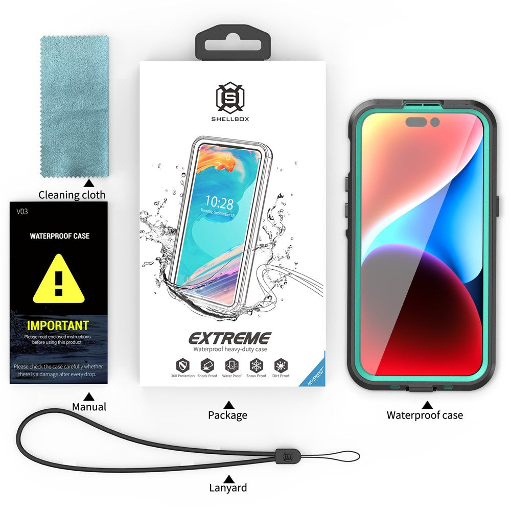 SHELLBOX Dot+ Series Magnetic Case for iPhone 15 Pro Max IP68 Waterproof PC+TPU Clear Phone Shell Compatible with MagSafe