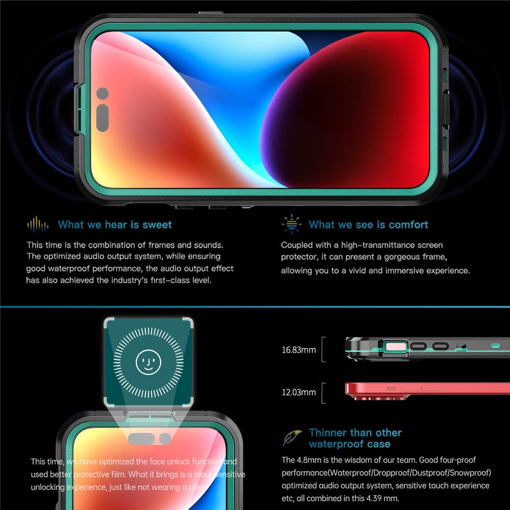 SHELLBOX Dot+ Series Magnetic Case for iPhone 15 Pro Max IP68 Waterproof PC+TPU Clear Phone Shell Compatible with MagSafe