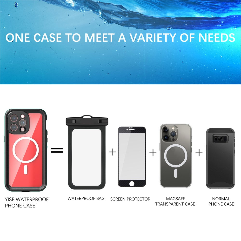 SHELLBOX Dot+ Series Magnetic Case for iPhone 15 Pro Max IP68 Waterproof PC+TPU Clear Phone Shell Compatible with MagSafe