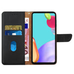 HT02 Wallet Stand Case for iPhone 15 Genuine Cow Leather Nappa Texture Shockproof Phone Cover