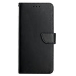 HT02 Wallet Stand Case for iPhone 15 Genuine Cow Leather Nappa Texture Shockproof Phone Cover