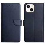 HT02 Wallet Stand Case for iPhone 15 Genuine Cow Leather Nappa Texture Shockproof Phone Cover