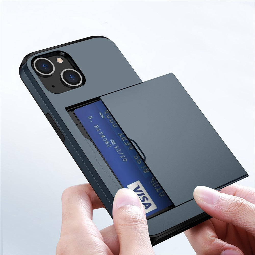Card Holder Phone Case for iPhone 15 Plus , TPU + PC Dual Layer Anti-drop Phone Cover